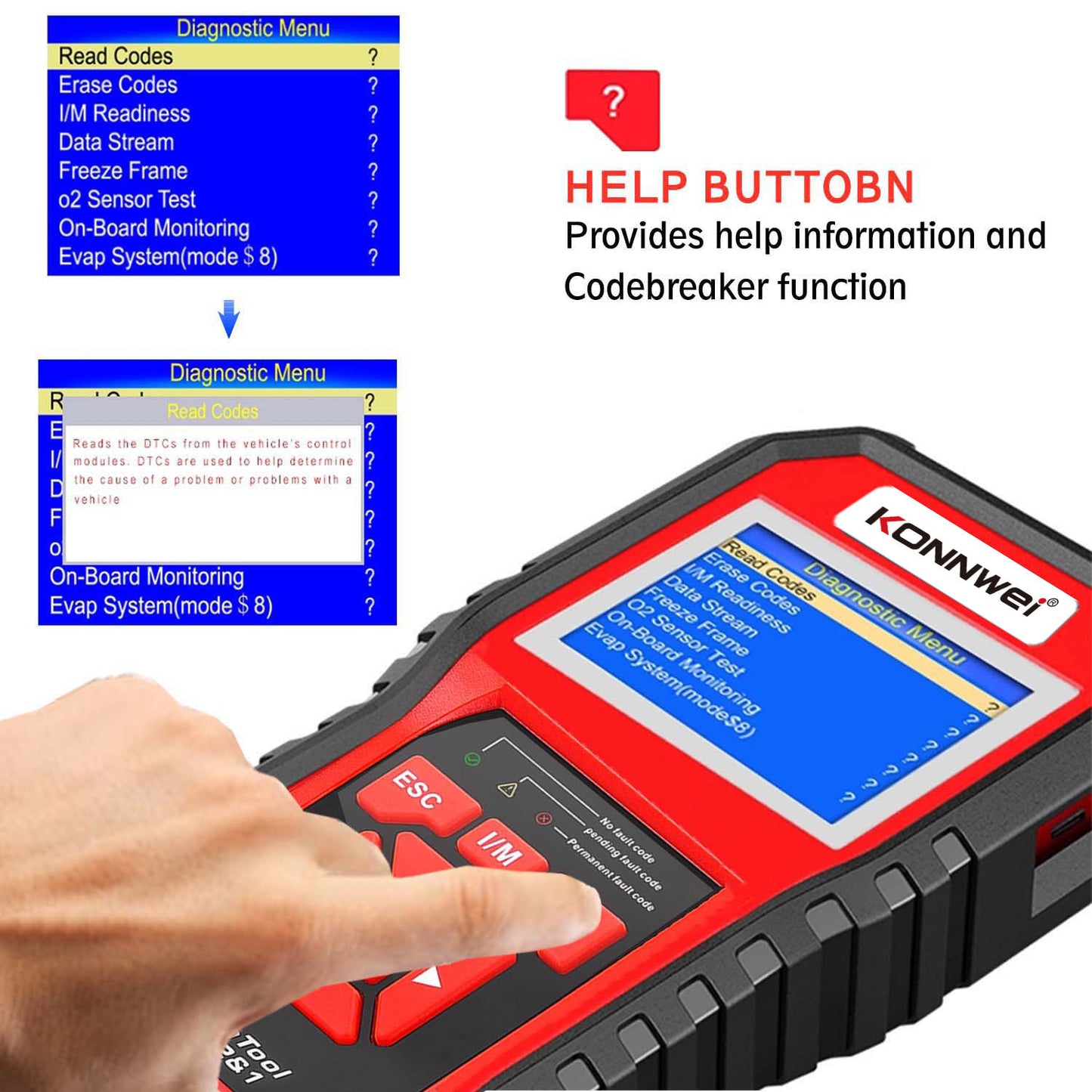 KONNWEI KW850 OBD2 CAN BUS Code Reader - Advanced Car Engine Fault Code Detector
