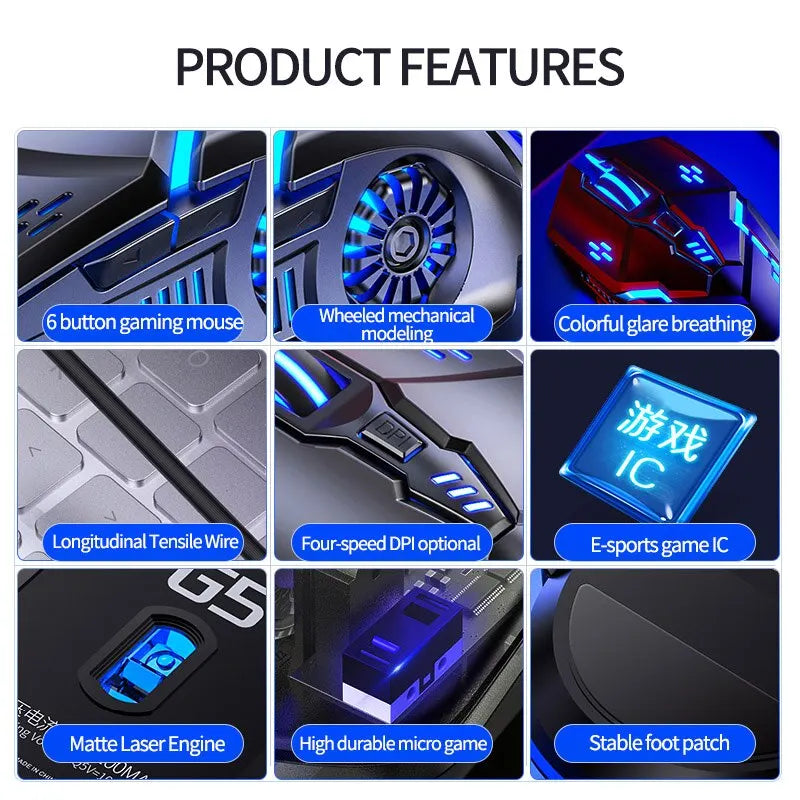 Six Keys Luminous Gaming Mouse