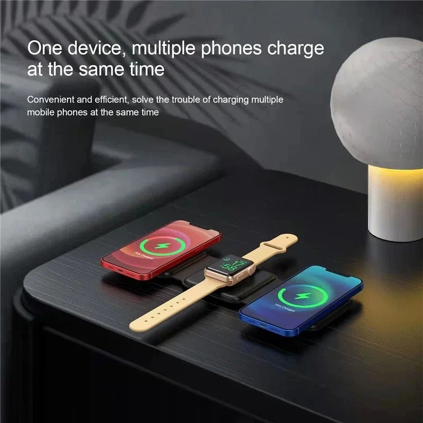 100W 3 in 1 Magnetic Wireless Charger Pad